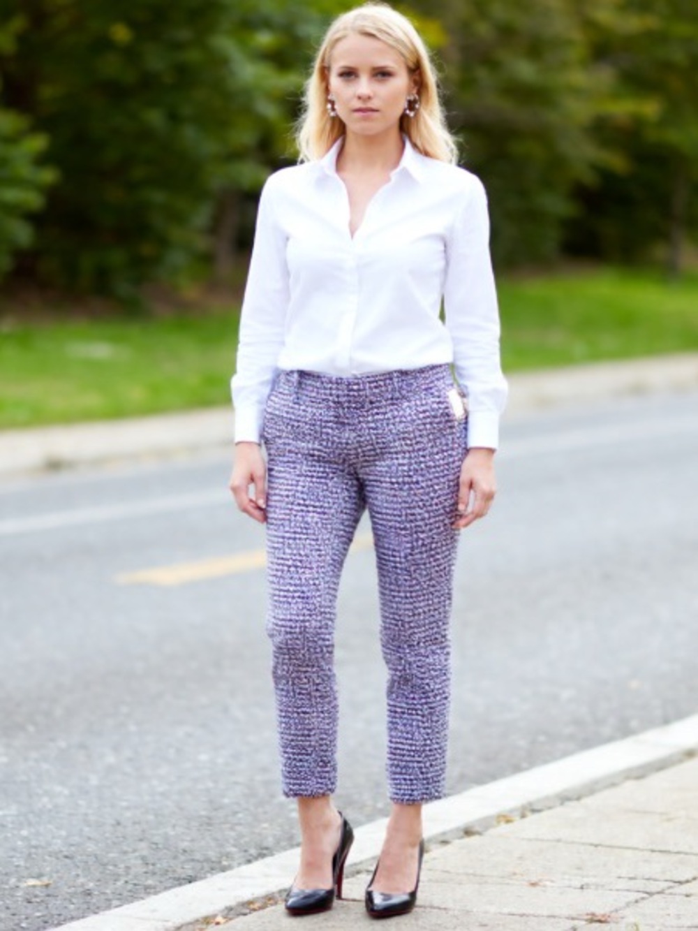 J. Crew Lavender Tweed Slim Capris